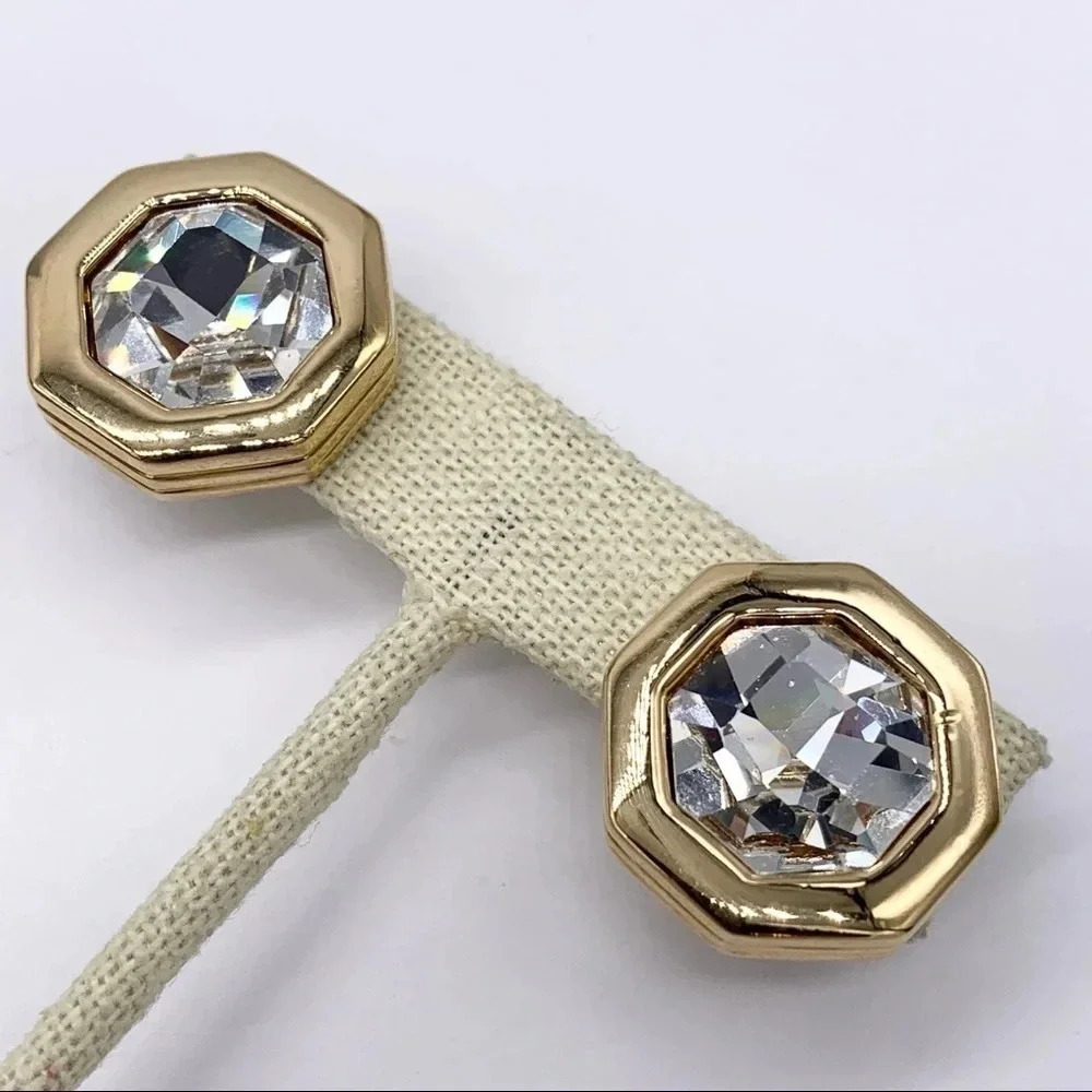 Swarovski SAL Vintage Huge Octagon Crystal Earrings